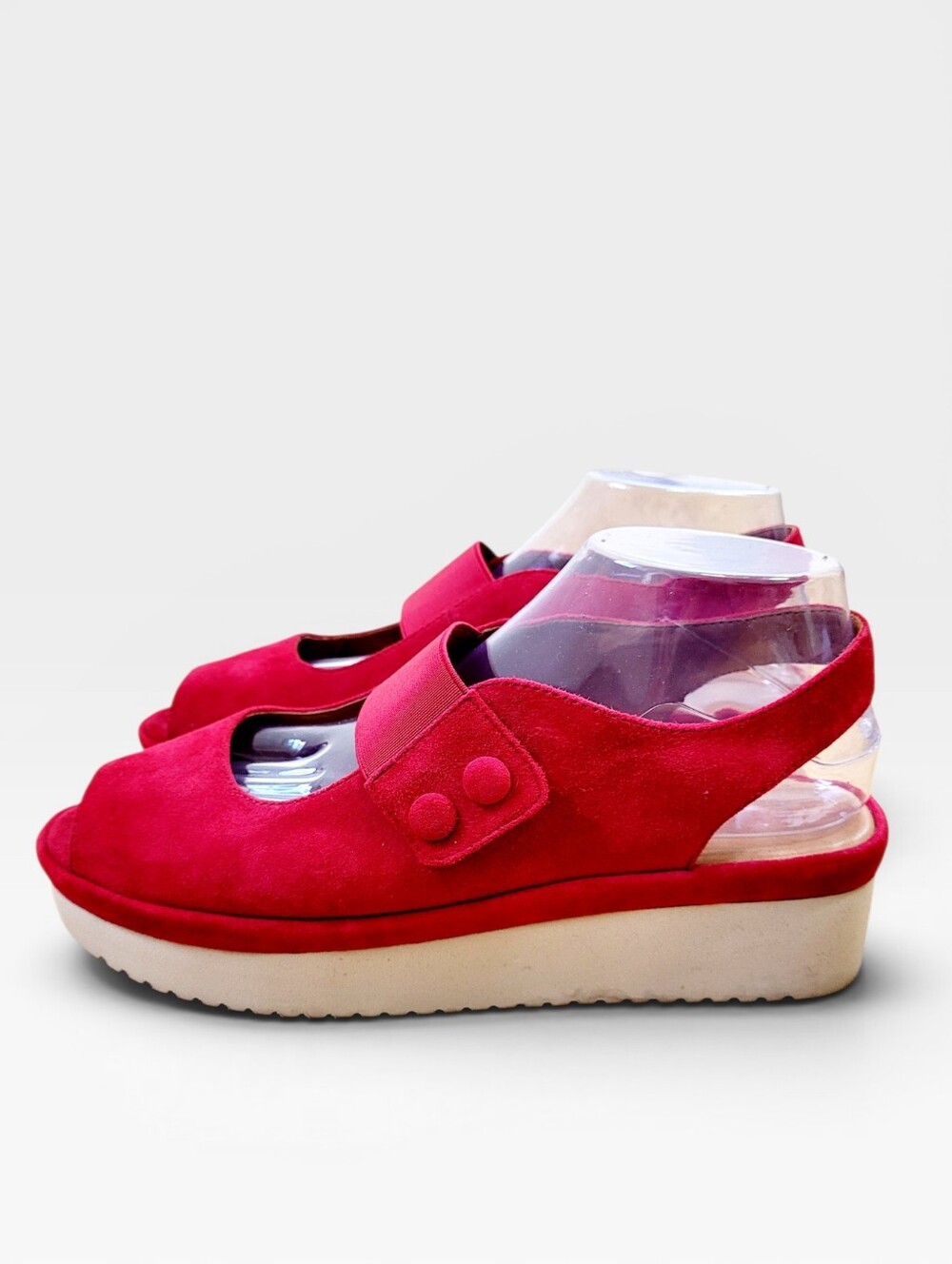L'Amour Des Pieds ADALICIA Red Suede Platform Peep Toe Slingback Sandals 10 M
